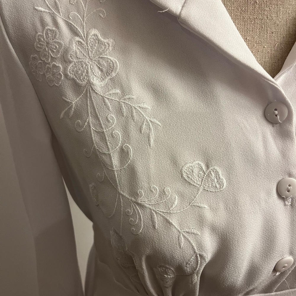 Vintage 70s Jody of California Women’s Maxi Dress White Embroidered Size 6 - Picture 4 of 7